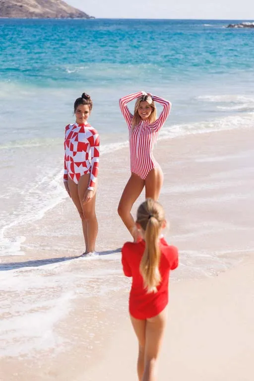 Grande Palombaggia one piece Red/White stripe UPF 50+