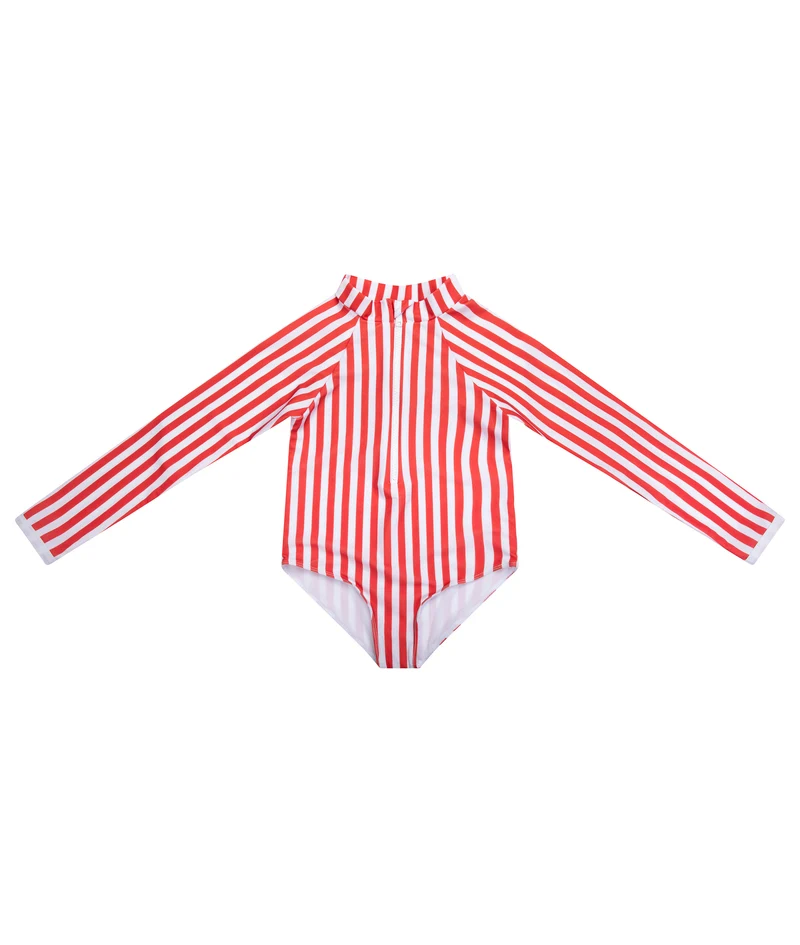 Palombaggia one piece Red/White stripe UPF 50+