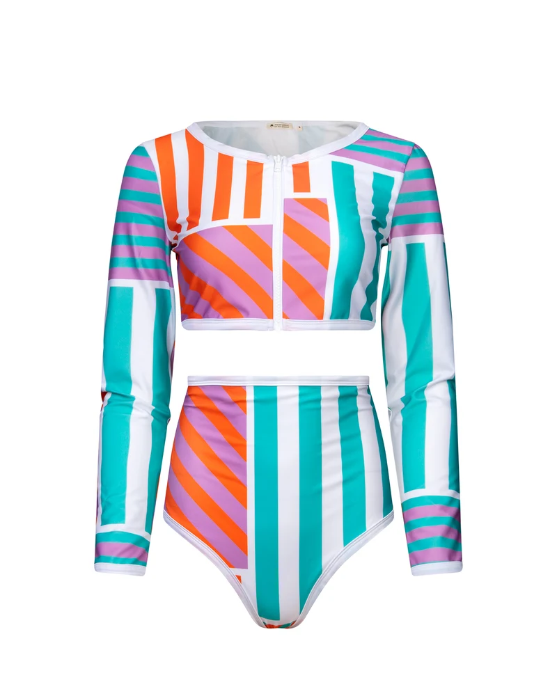 High waist bottom Giulia Geometric Multicolor UPF 50+