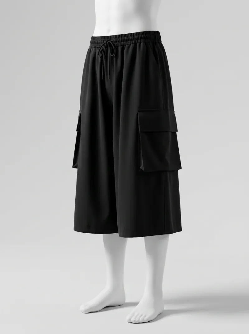 Short large oversize cargo homme style streetwear