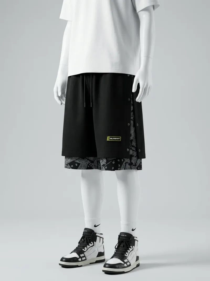 Short large quotidien hip hop superposition bandana homme