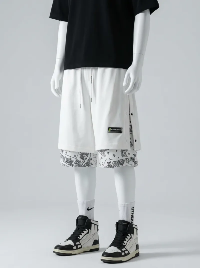 Short large quotidien hip hop superposition bandana homme