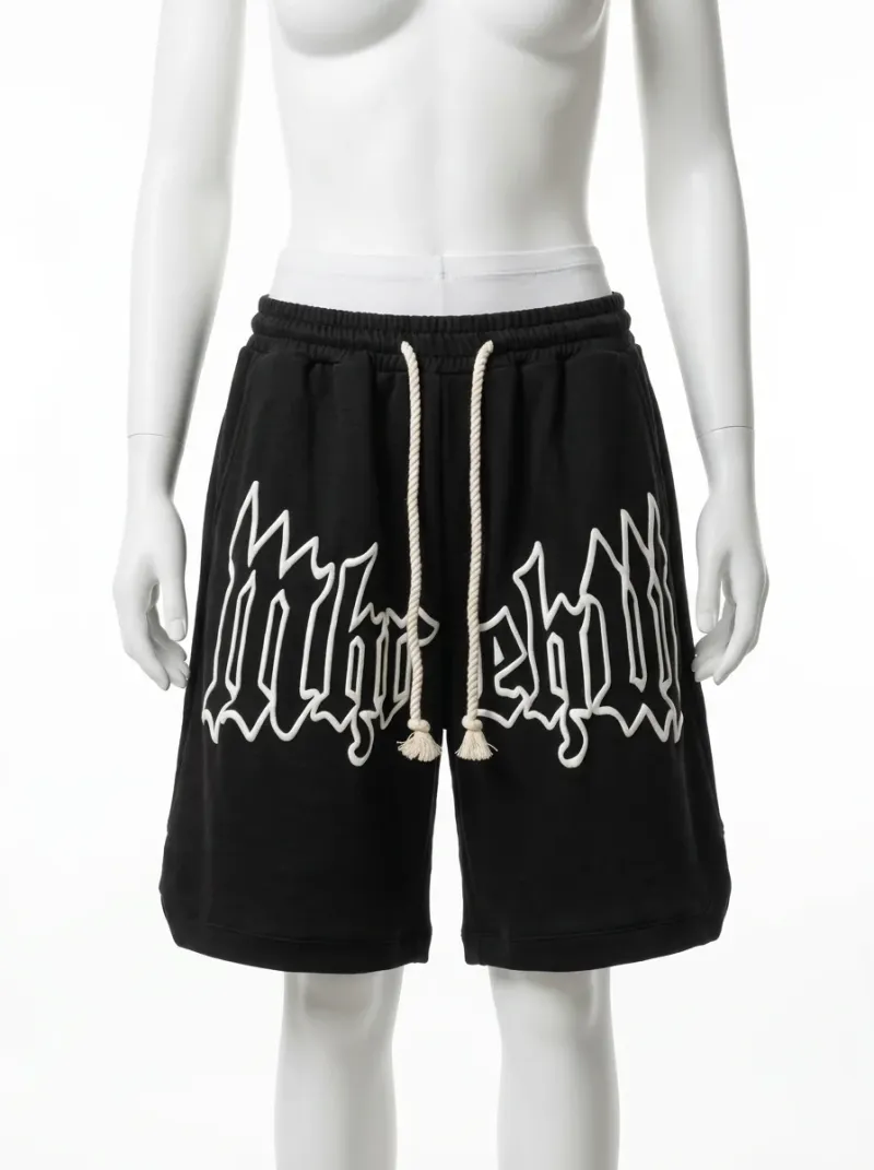 Short large ample brodé streetwear homme décontracté