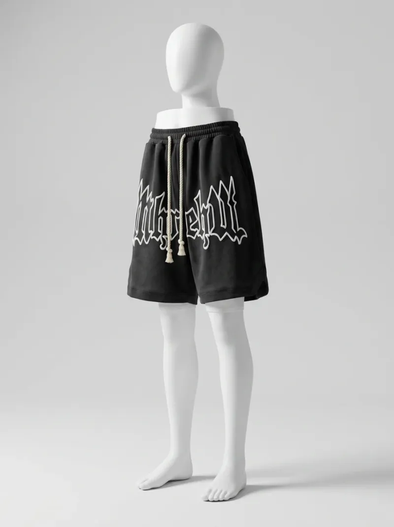 Short large ample brodé streetwear homme décontracté