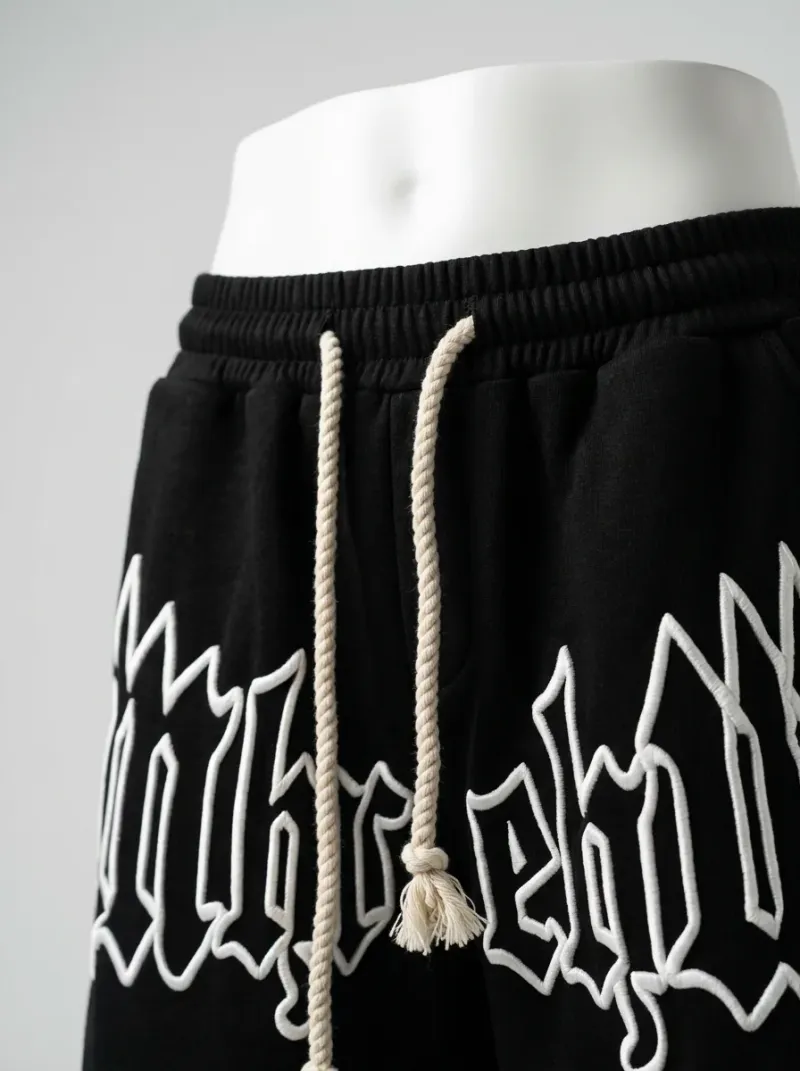 Short large ample brodé streetwear homme décontracté
