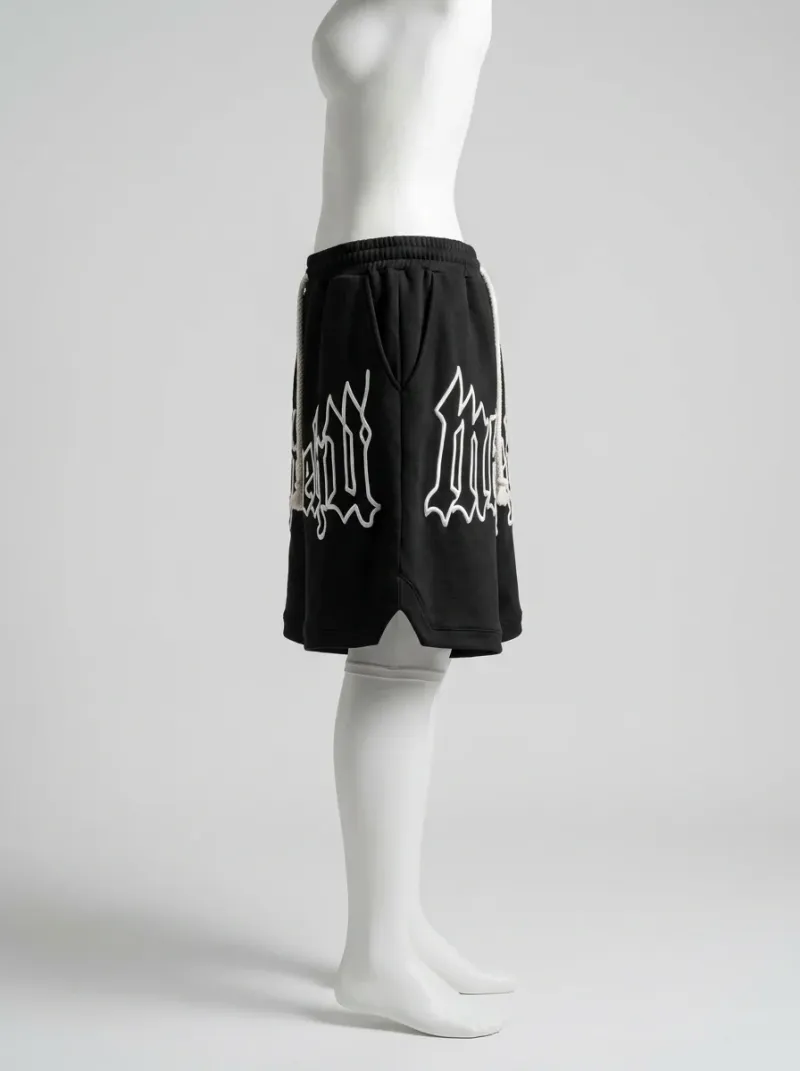 Short large ample brodé streetwear homme décontracté