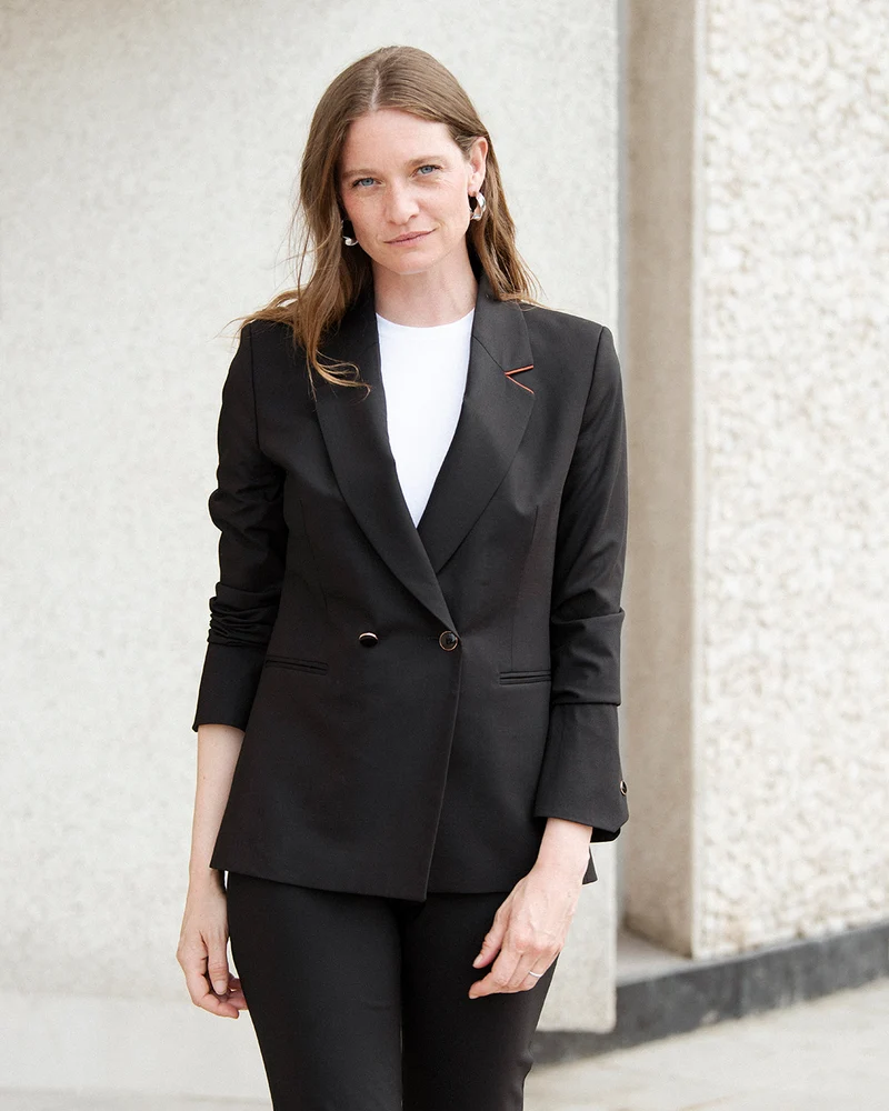 Veste ceinturée Olbia - Noire super 120's