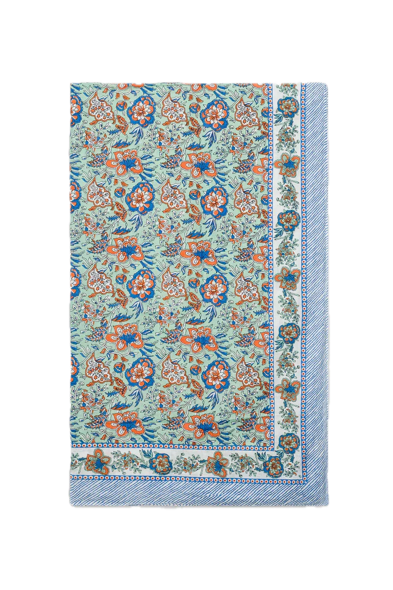 Le Paréo - Imprimé Fleurs Orange - Bleu