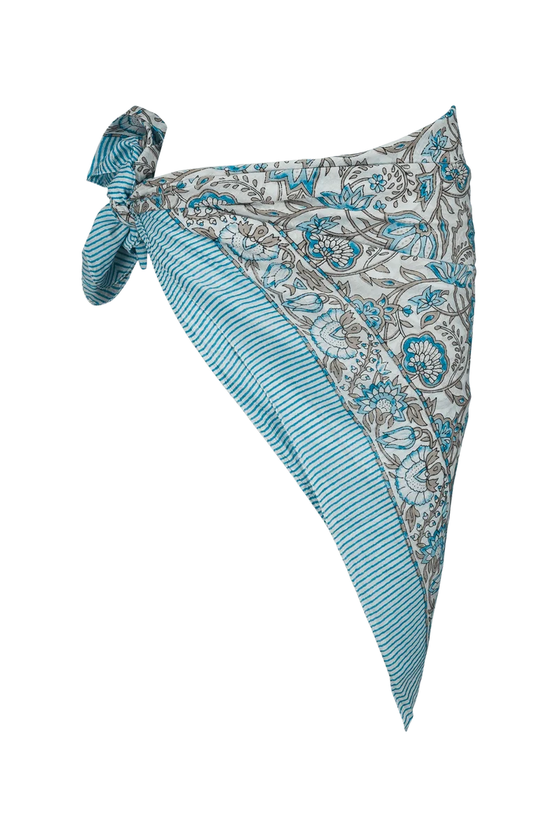 Le Paréo - Imprimé Fleurs - Turquoise