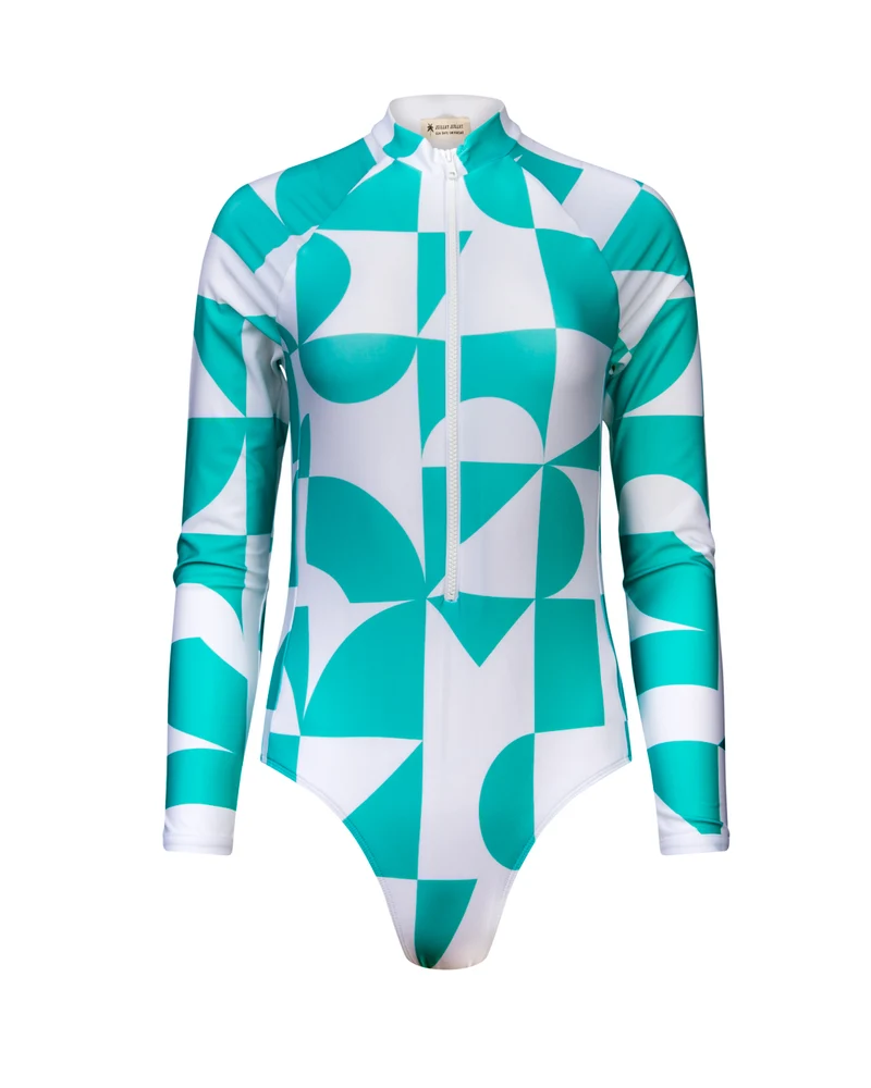 Grande Palombaggia one piece Geometric Aquagreen UPF 50+