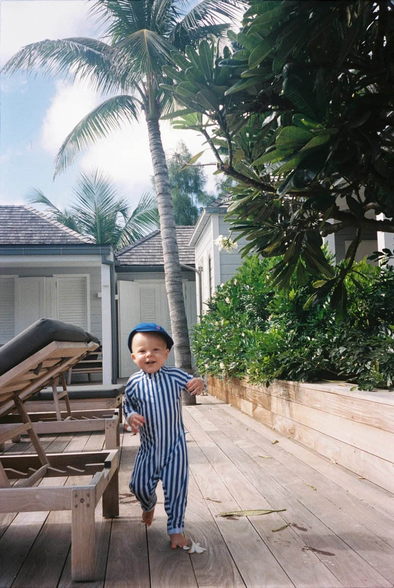 Full-leg bodysuit Grand-Galet Blue/White stripe UPF 50+