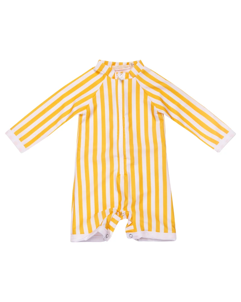 Combishort Graniers Yellow/White stripes UPF 50+