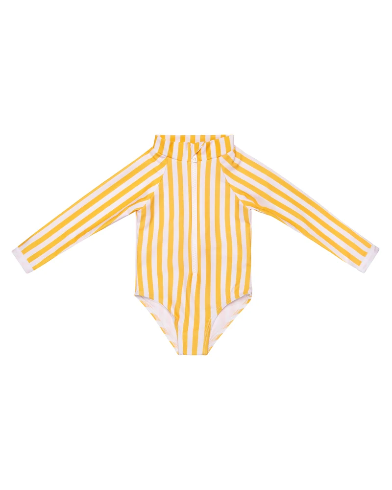 Palombaggia one piece Yellow/White stripe UPF 50 +