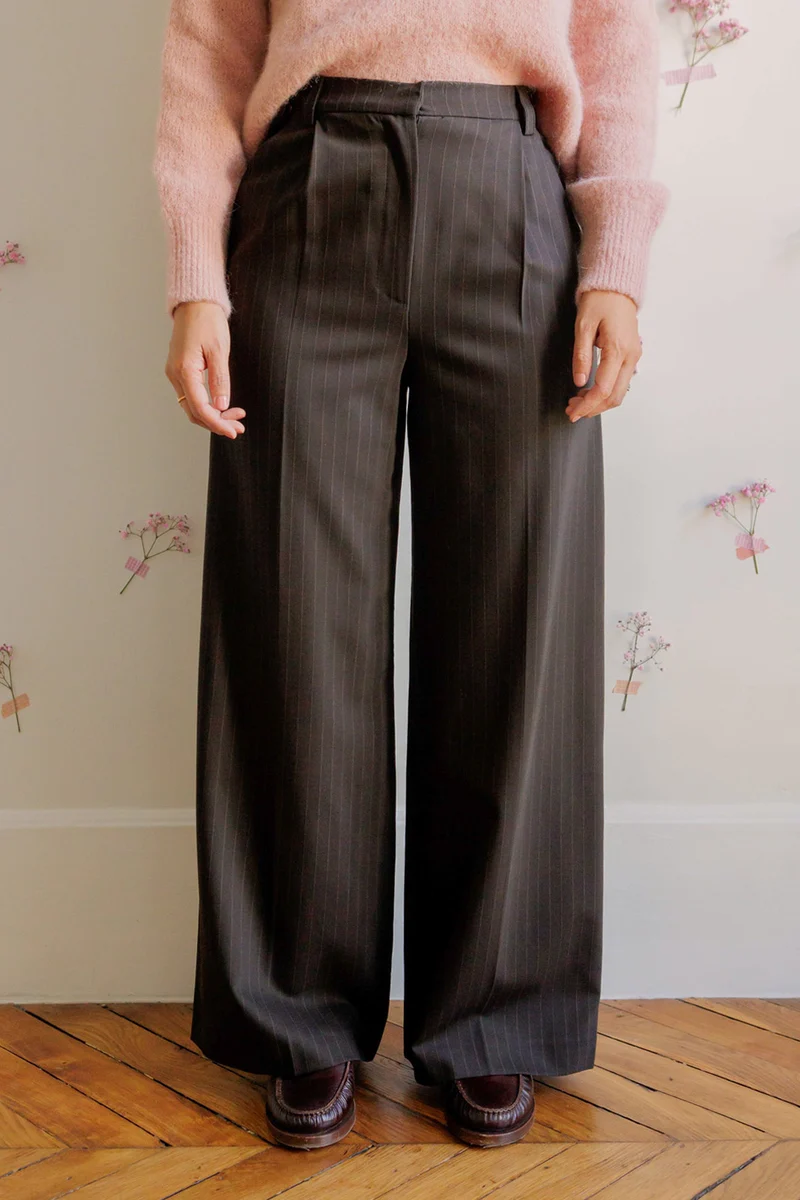 Pantalon Lucy - rayé chocolat