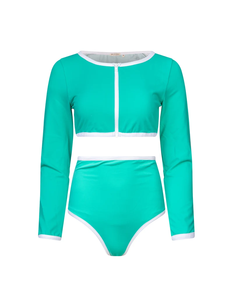 Long sleeve crop top Giulia Aquagreen UPF 50+