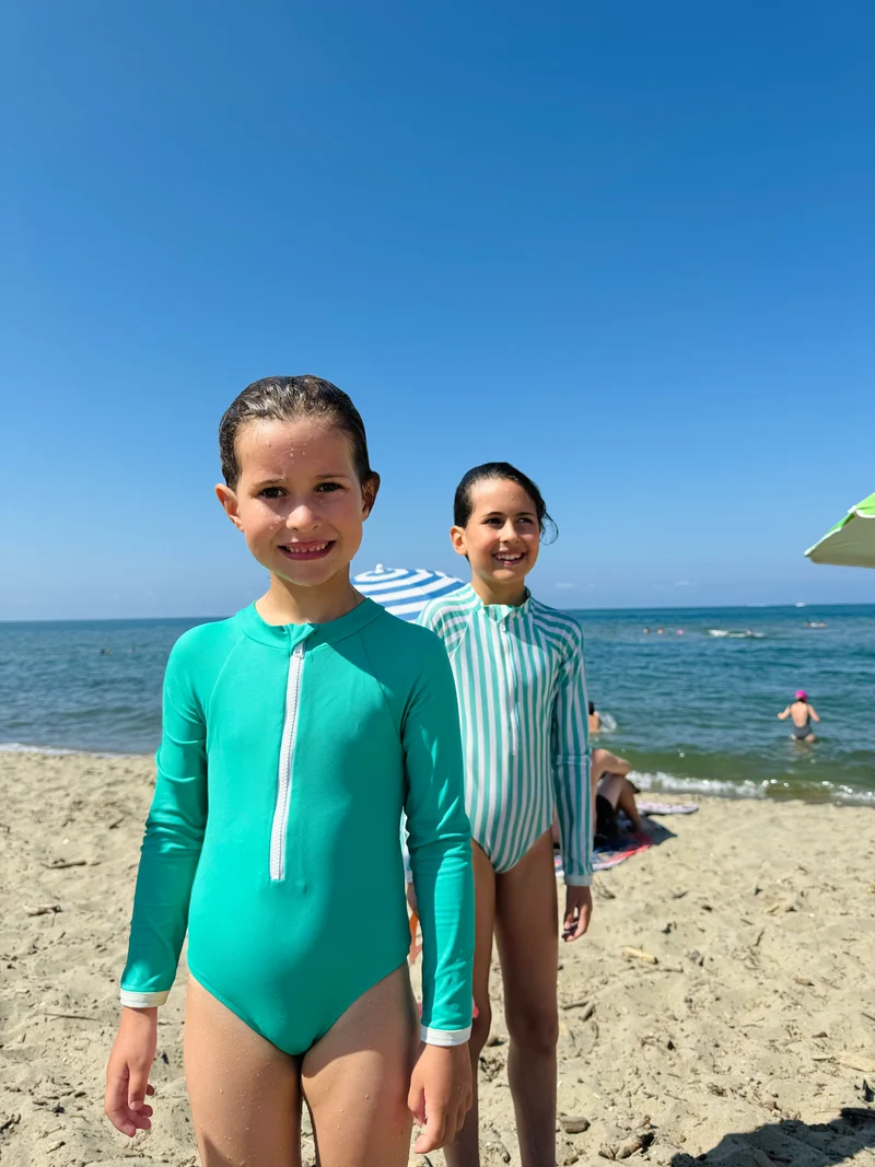 Palombaggia one piece Aquagreen/White stripe UPF 50 +