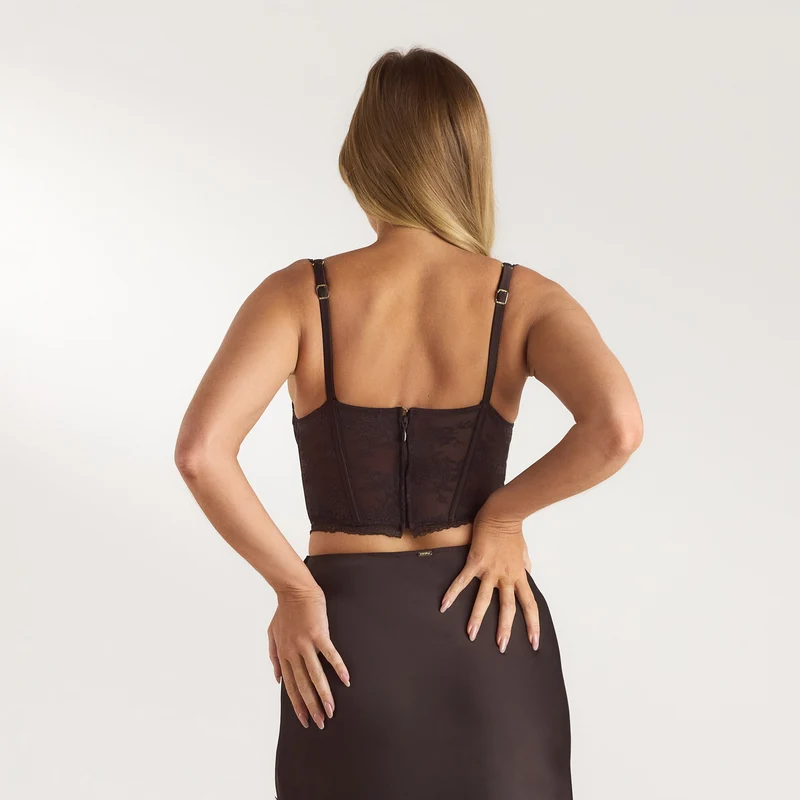 Top Bralette en Dentelle - Chocolat