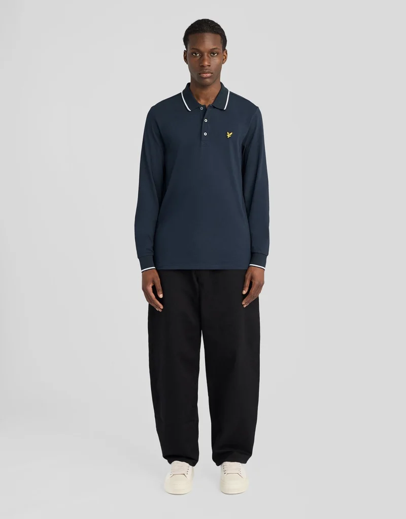 Tipped Long Sleeve Polo Shirt
