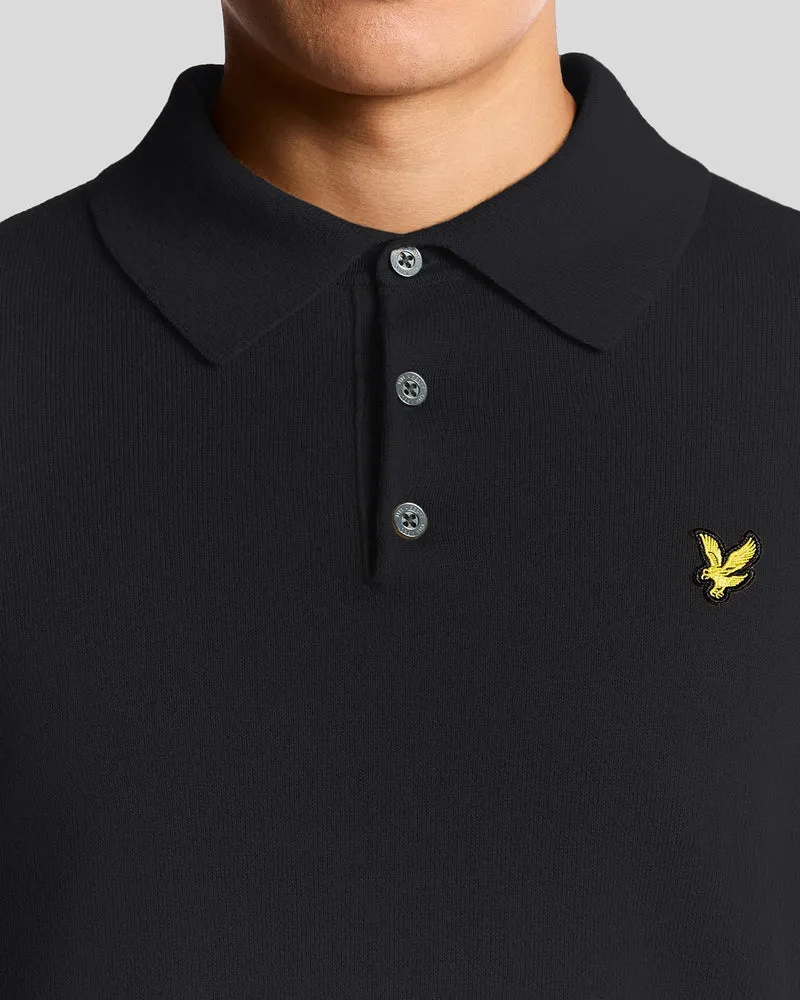 Merino Blend Long Sleeve Polo Shirt