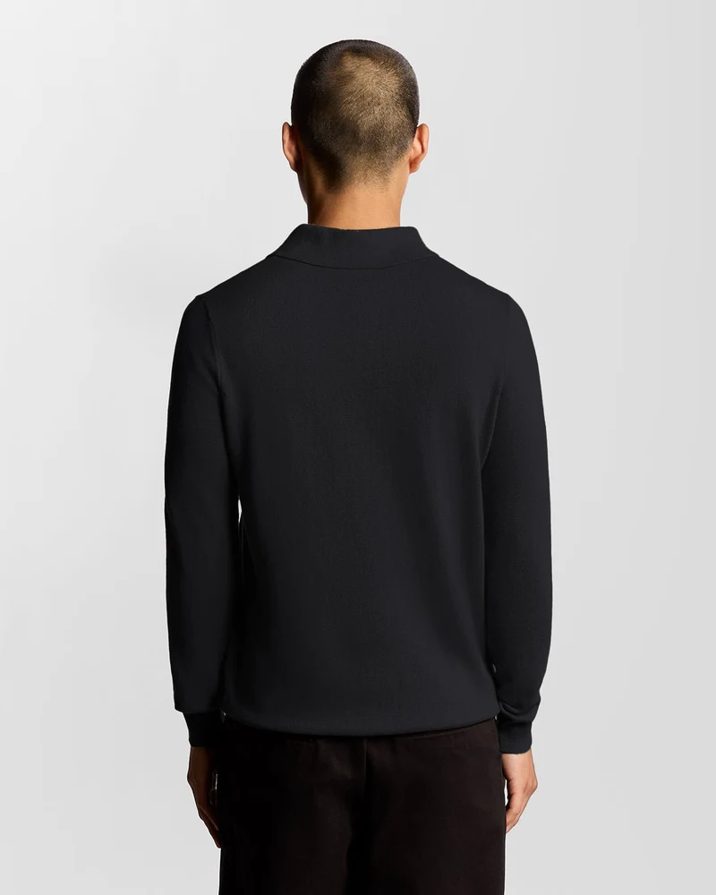 Merino Blend Long Sleeve Polo Shirt