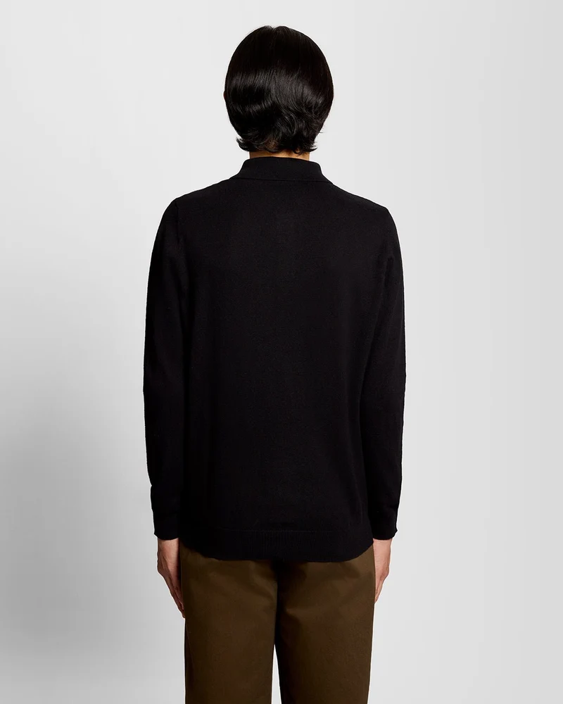 Merino Blend Long Sleeve Polo Shirt