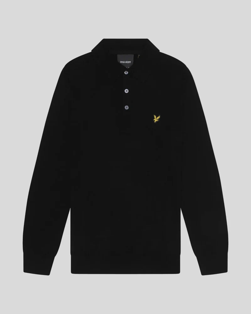 Merino Blend Long Sleeve Polo Shirt