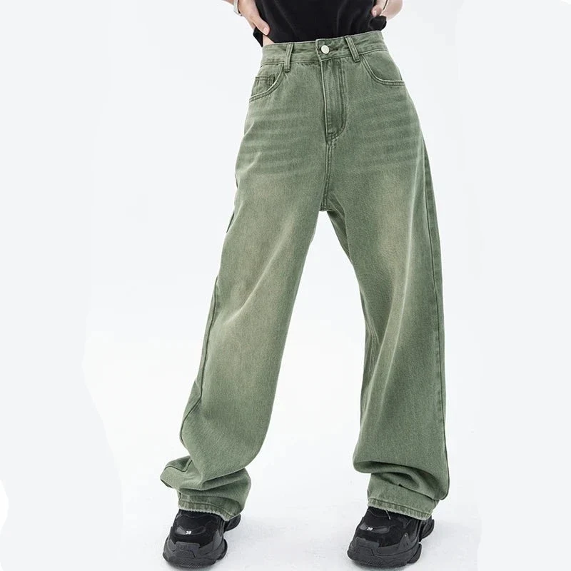 Jean large vert
