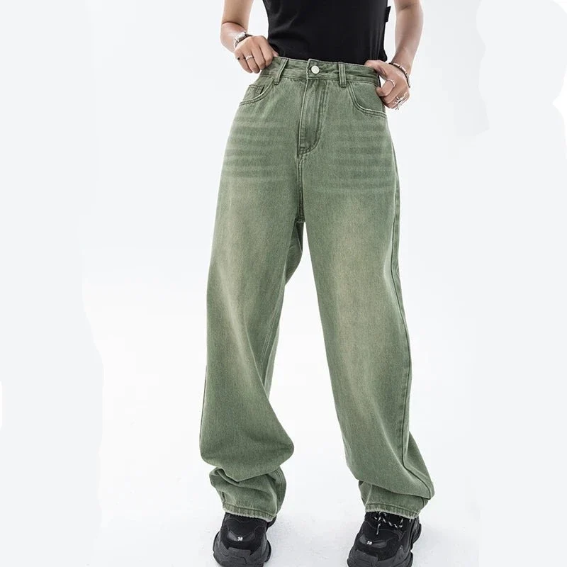 Jean large vert