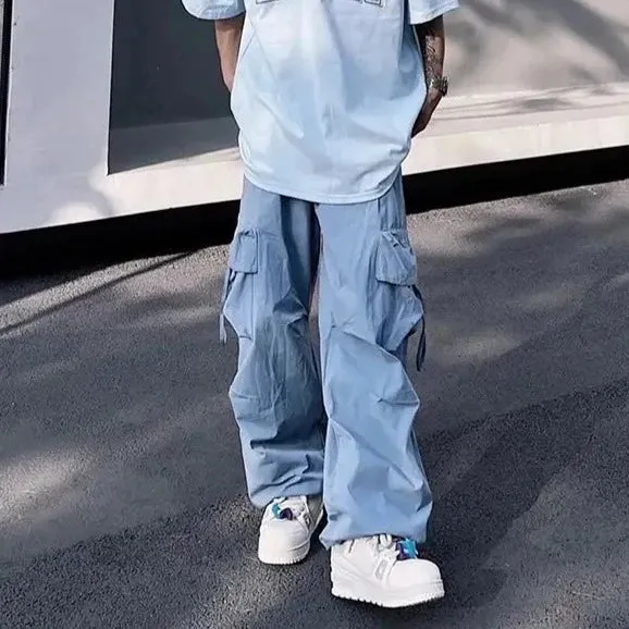 Pantalon parachute bleu