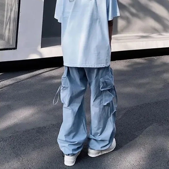 Pantalon parachute bleu