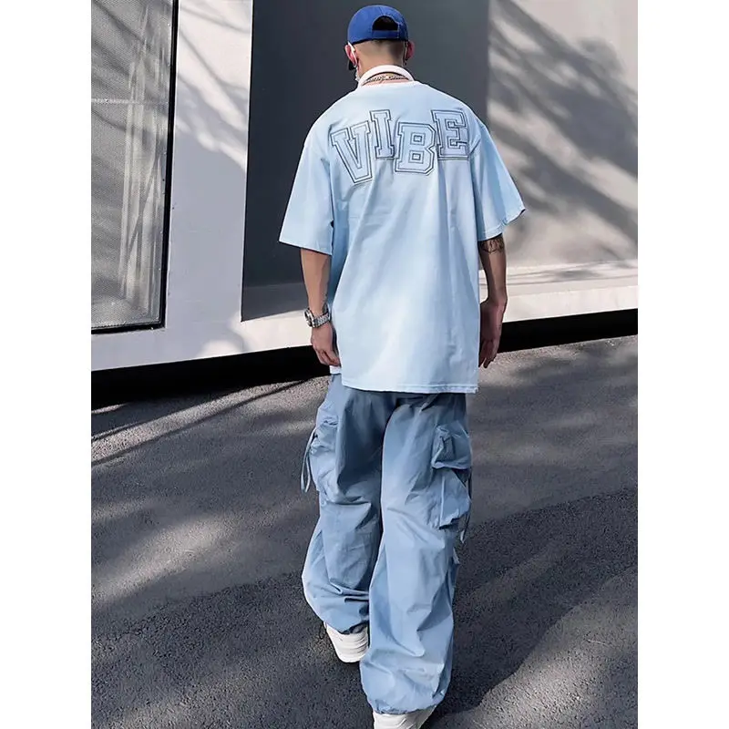 Pantalon parachute bleu