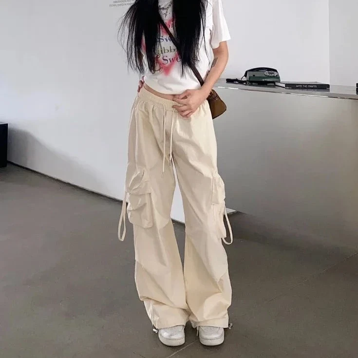 Pantalon parachute beige