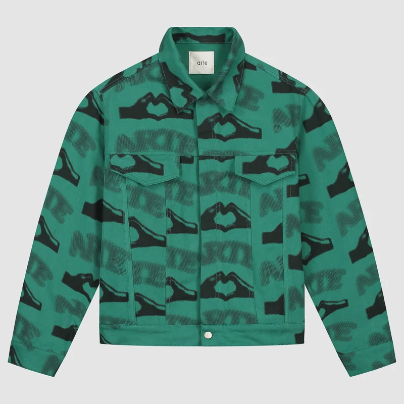 Veste imprimée en forme de cœur - Vert