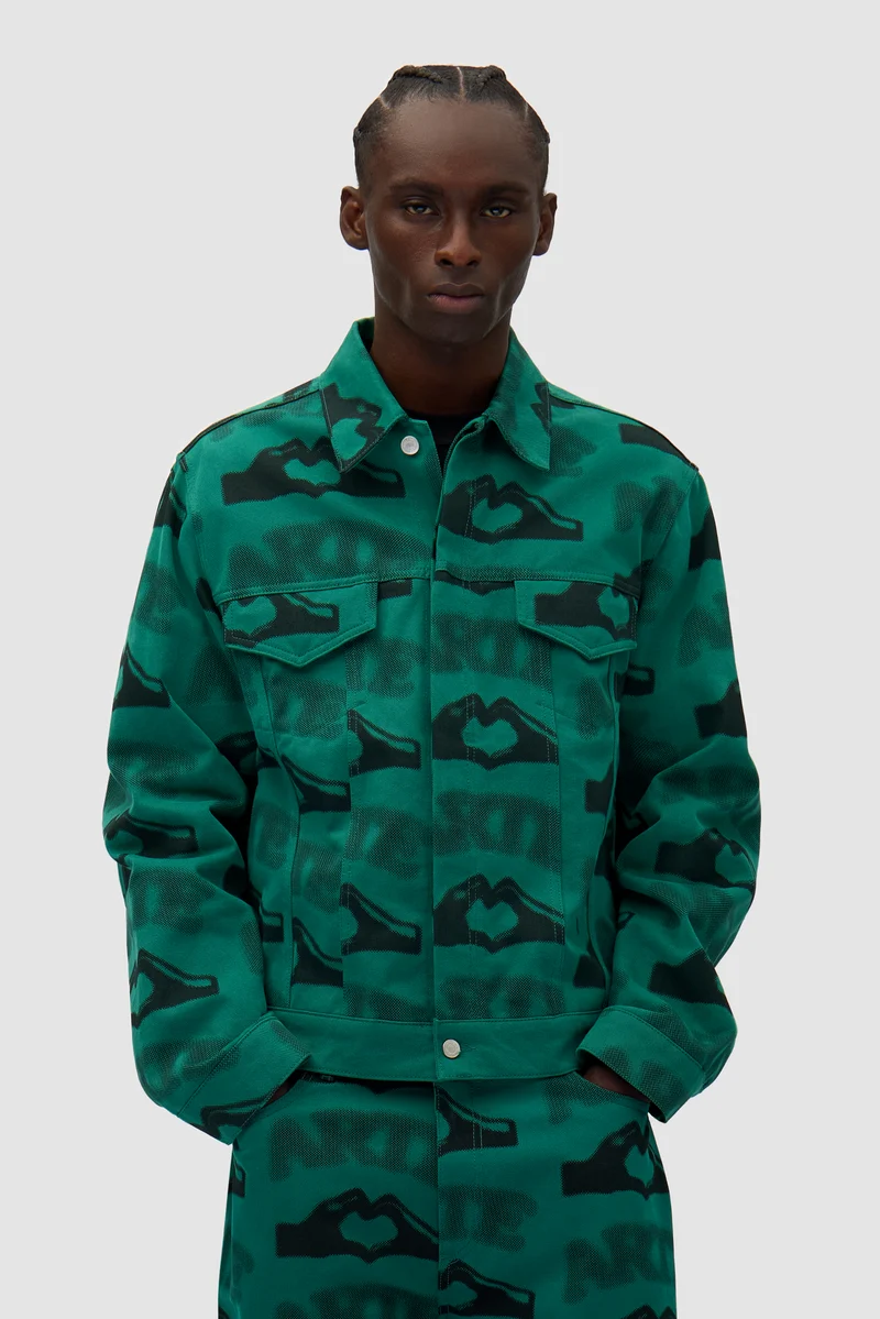 Veste imprimée en forme de cœur - Vert