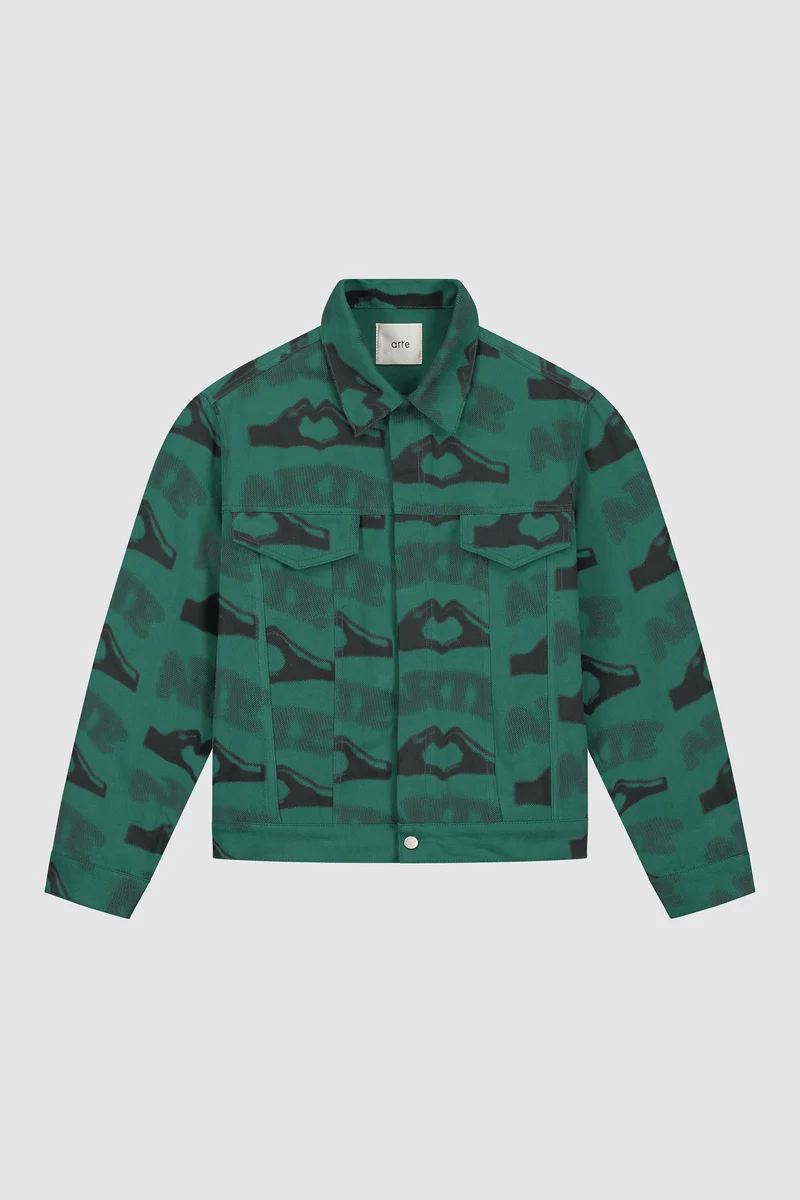 Veste imprimée en forme de cœur - Vert