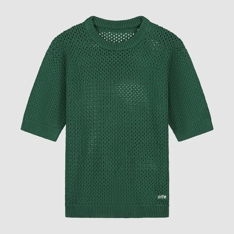 T-shirt en maille crochetée - Vert