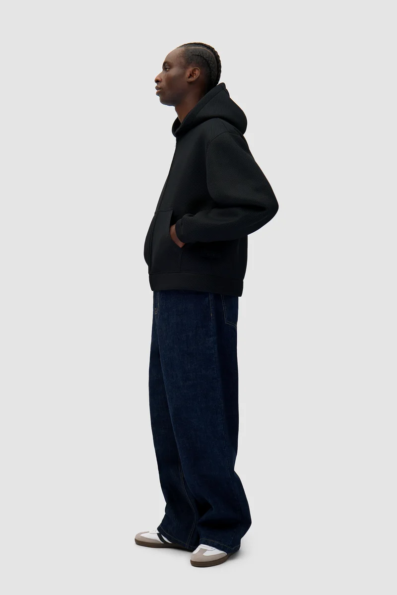 Veste à capuche en maille - Noir