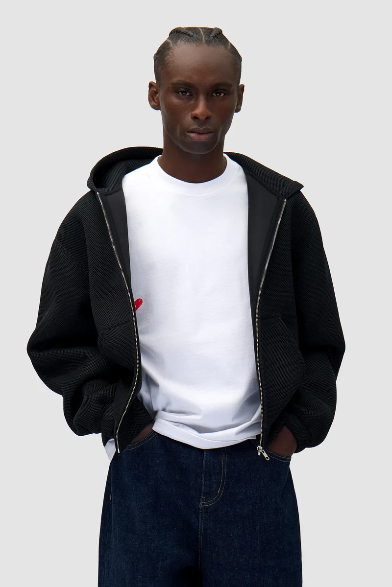 Veste à capuche en maille - Noir