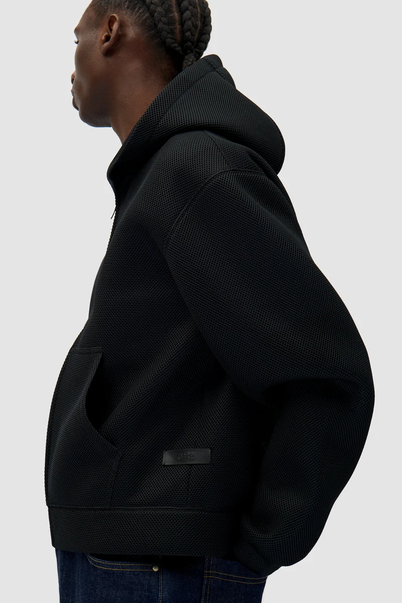 Veste à capuche en maille - Noir