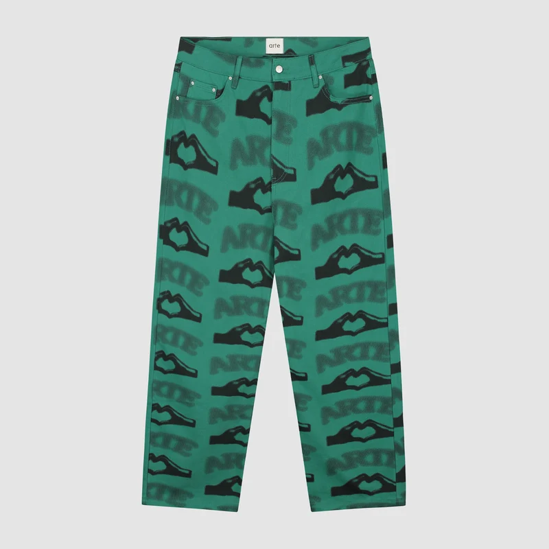 Pantalon imprimé en forme de cœur - Vert