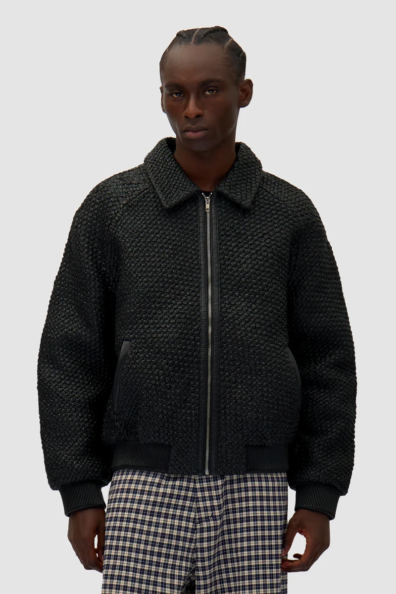 Veste en cuir tressé - Noir