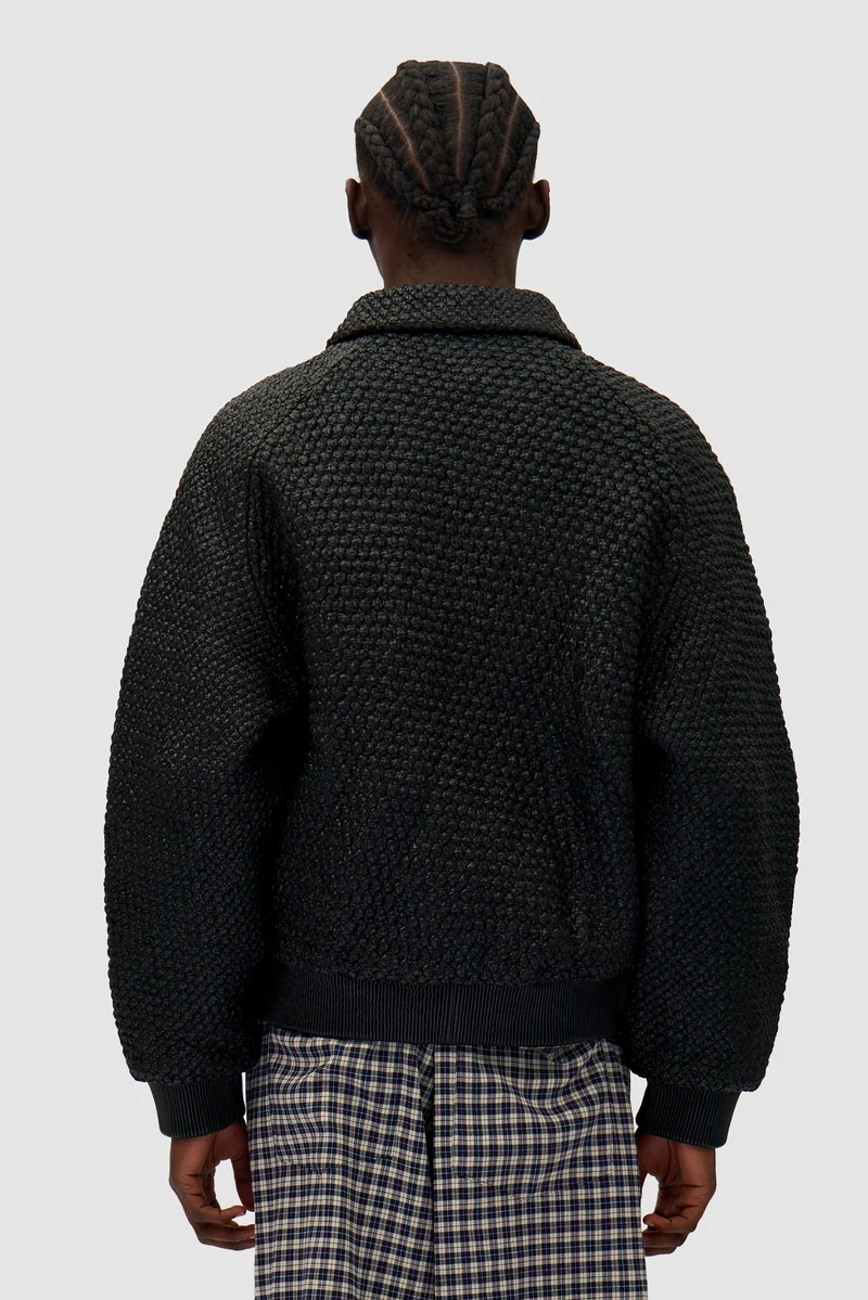 Veste en cuir tressé - Noir