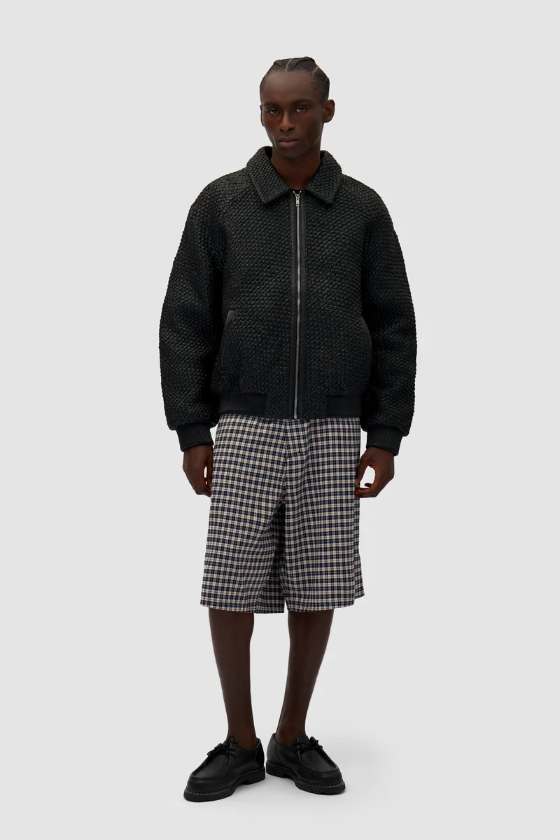Veste en cuir tressé - Noir