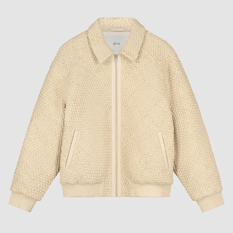 Veste en cuir tressé - Crème
