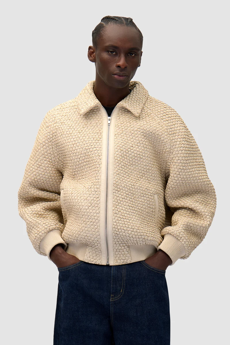 Veste en cuir tressé - Crème