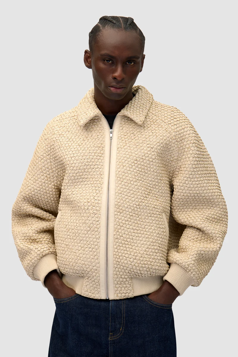 Veste en cuir tressé - Crème