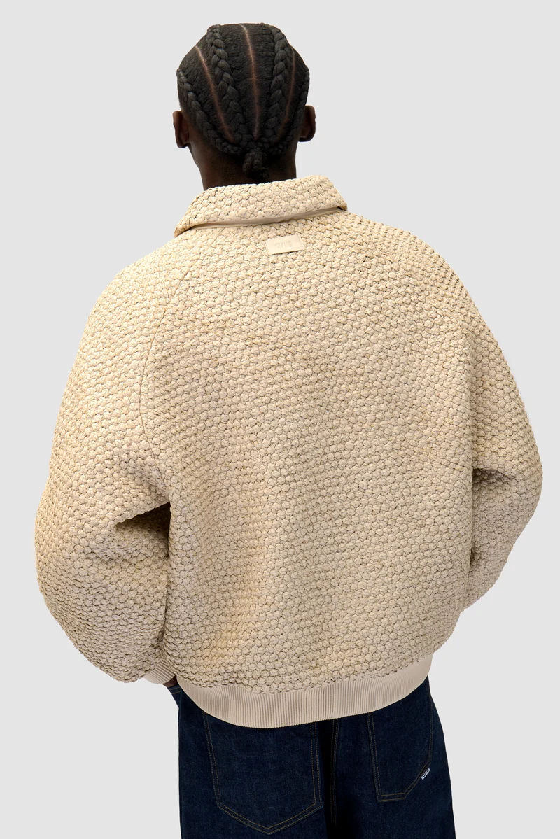 Veste en cuir tressé - Crème