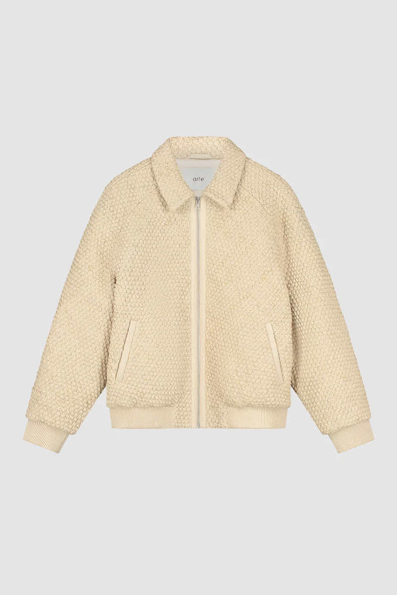 Veste en cuir tressé - Crème