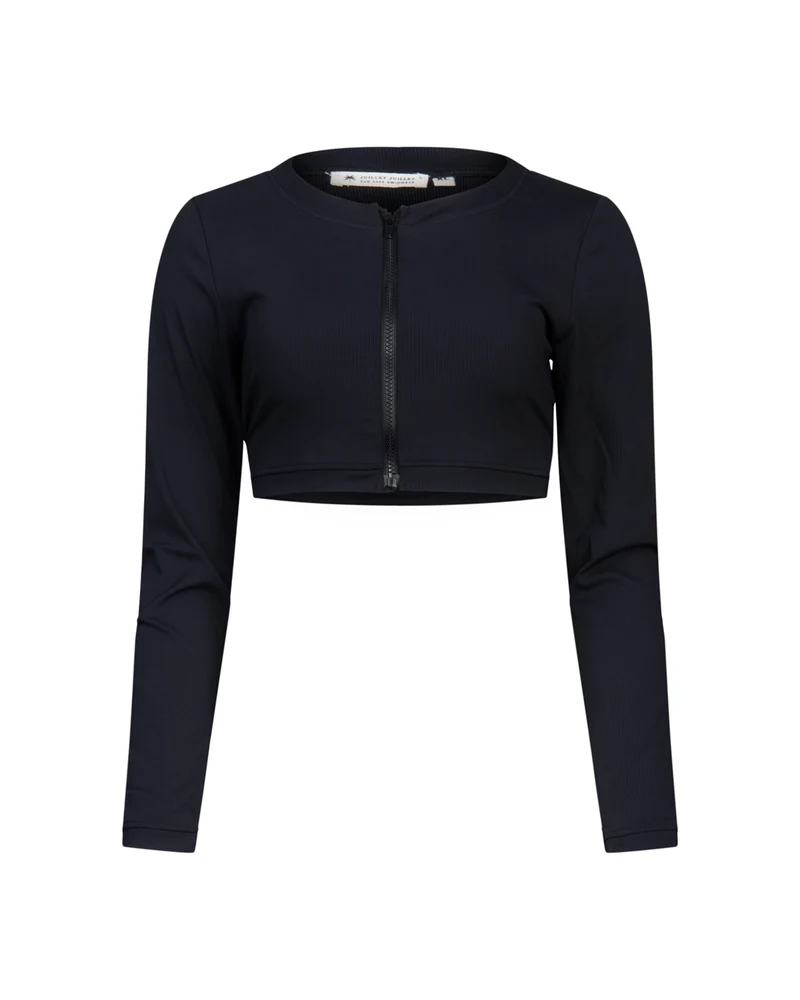 Long sleeve crop top Giulia Black UPF 50+