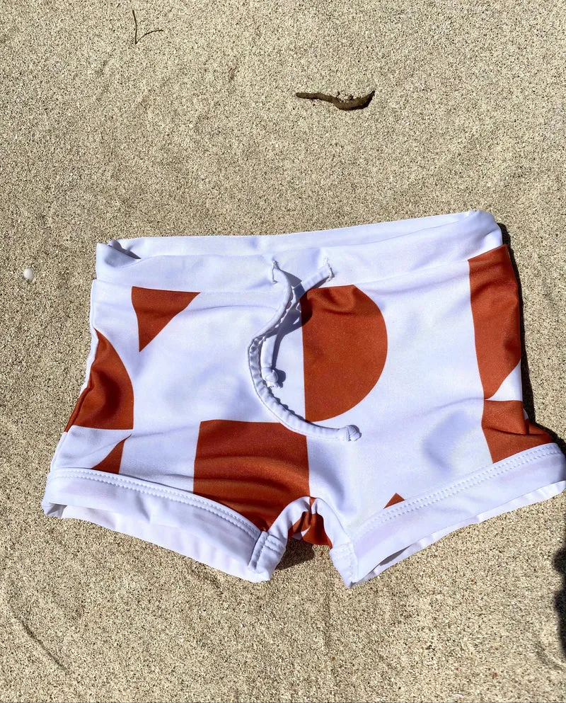 Gouverneur Boxer Rusty/White geometric print UPF 50+